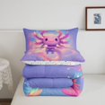 thumbnail image 5 of Manfei Axolotl Print King Size Comforter Sets,Ocean Themed Animal Comforters King Size,Colorful Stars Reversible,3 Pieces,1 Comforter and 2 Pillowcases, 5 of 7