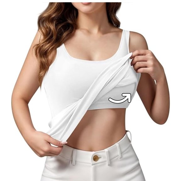 Nestiefly Tank Tops with Built in Bras for Women Sports Cute Cami Workout Plus Size Camisoles Spaghetti Strap Under Clothes Light Gray 5XL