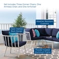 thumbnail image 6 of Lounge Sectional Sofa Chair Set, Aluminum, Metal, Steel, White Blue Navy, Modern Contemporary Urban Design, Outdoor Patio Balcony Cafe Bistro Garden Furniture Hotel Hospitality, 6 of 10