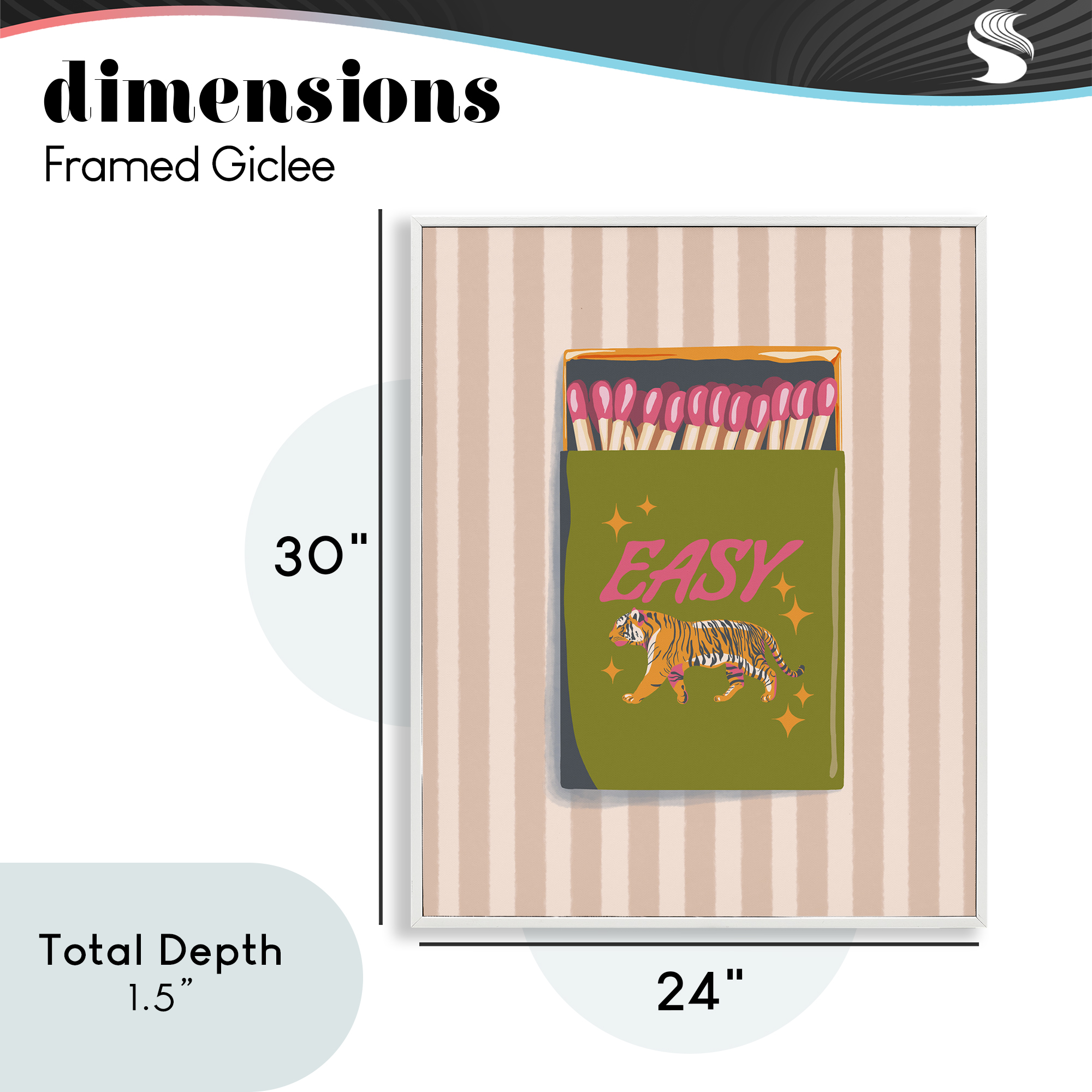 Easy Tiger Retro Matches White Framed Giclee Art, design by Elyse Anastacia
