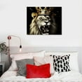 thumbnail image 4 of ONETECH  Lion Canvas Wall Art Black and White Lion with Crown Pictures Wall Decor for Men Bedroom Office Decor African Wild Animals Painting Prints Frame, 4 of 4