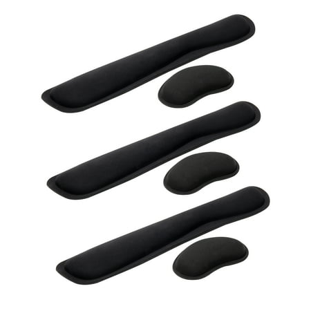 Mind Reader Ergonomic Keyboard and Mouse Wrist Rest Sets, Foam, 16.75 L x 3 W x 0.75 H, 6 Pcs, Black