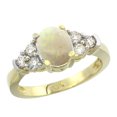 thumbnail image 1 of 14K Yellow Gold Natural Opal Ring Oval 9x7mm Diamond Accent, size 5.5, 1 of 1