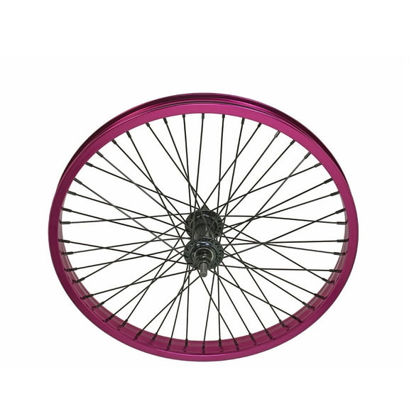 Bike 20 x 2.125 Alloy Front Wheel 48 Spoke 14gSS/Black 3/8 Axle Sealed Bearing Double Wall Purple.