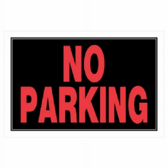 Hillman 839902 8" x 12" Red & Black Plastic No Parking Sign - Quantity of 12