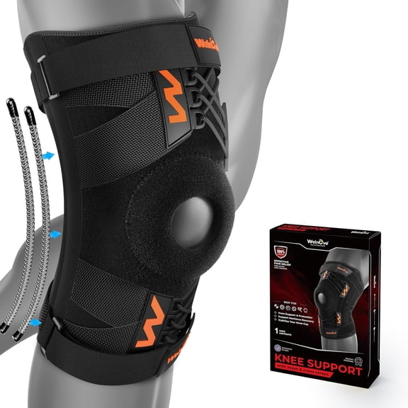 Welnove 1Pcs Professional Knee Brace Support Pads Side Stabilizers Meniscus Tear Arthritis Pain Relief,Size S,Black