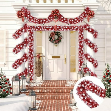 kkbbma Deals Christmas Tinsel Garland with Snowflake Metallic Christmas Tree Garland Shiny Party Tinsel Garland Hanging Decorations for Christmas Tree Decorations Wedding Birthday Party Supplies