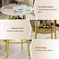 thumbnail image 4 of PAPROOS Bar Table Set for 2, Wood Double Layer Round Bar Table and Chairs Set, Industrial Counter Height Pub Table with 2 Upholstered Stools, Metal Frame, White and Gold, 4 of 7