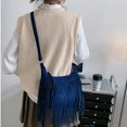 thumbnail image 4 of Bolso de hombro Hugo con borlas Monedero Satchel Tote retro moderno azul, 4 of 7
