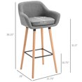 thumbnail image 3 of HOMCOM Bar Stools Set of 2, 31.5" Barstools with Linen Fabric, Wood Legs, 3 of 9