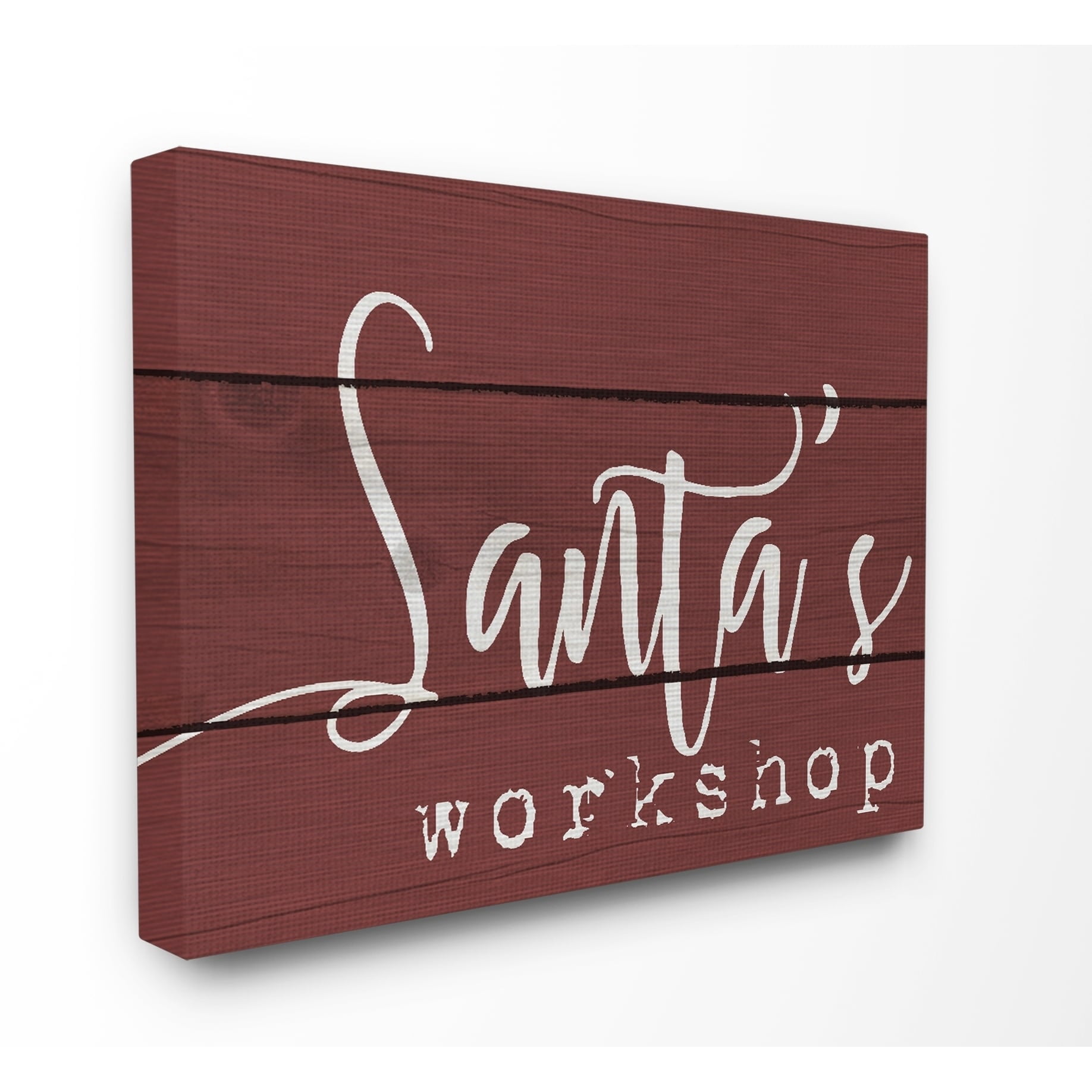 White and Brown "Santa's Workshop" Oversized Stretched Canvas Wall Art 30" x 24"
