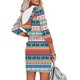 thumbnail image 4 of Vestido de sudadera con capucha estampado de manga larga con cremallera informal de Navidad para mujer a la moda Pompotops hdfakjf5720, 4 of 5