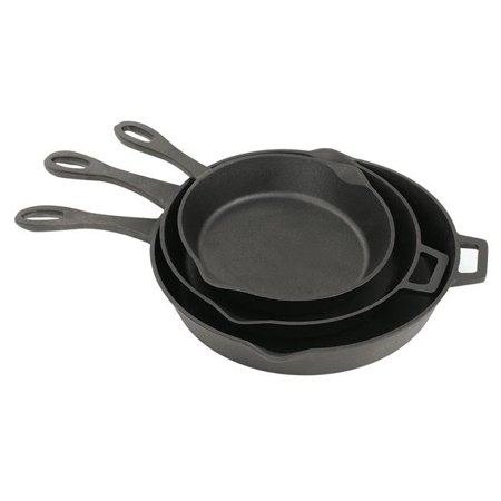 

Bayou Classic 7405 3 Piece Cast Iron Skillet Set 10 /12 /14