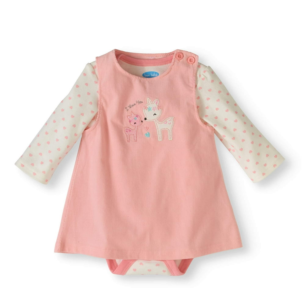 bon bebe Bon Bebe Newborn Baby Girl Corduroy Jumper & Bodysuit 2 pc