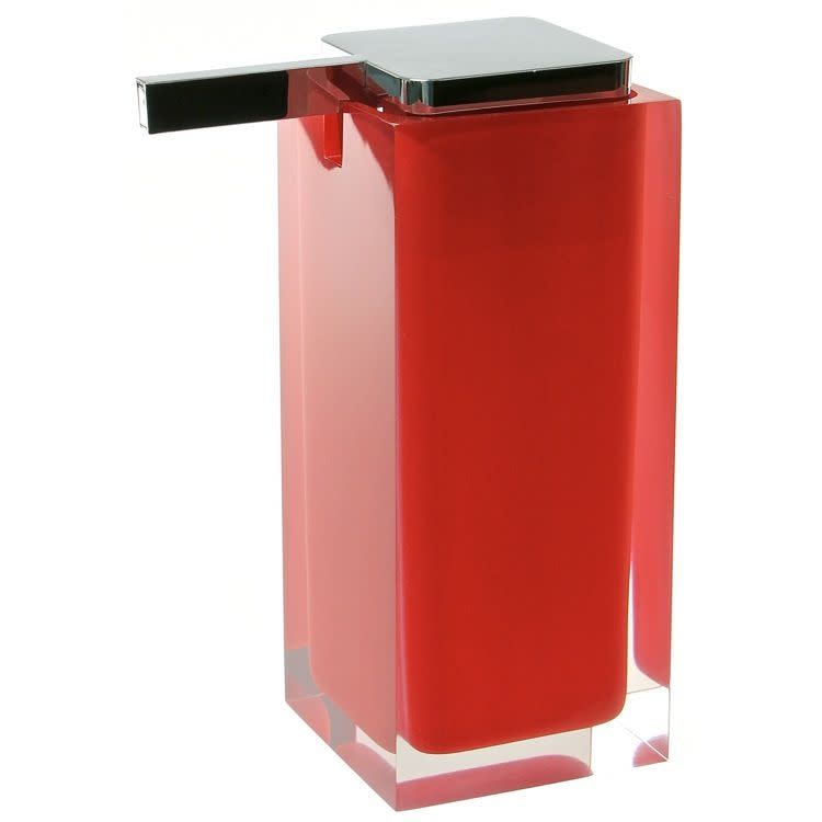 Contemporary Free Standing Soap Dispenser RA80 Red Transparent Resin