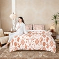 thumbnail image 4 of Erosebridal Boho Cow Skull Bedding Comforter Set, Rustic Farmhouse Aztec Full Bedding Set, Pink Orange, Reversible 7 Pieces, 4 of 6