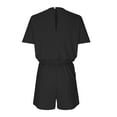 thumbnail image 7 of Lenpel Women's Rompers Summer Casual Short Sleeve Elastic Waist Drawstring Short Jumpsuits One Piece Outfits with Pockets, 7 of 7