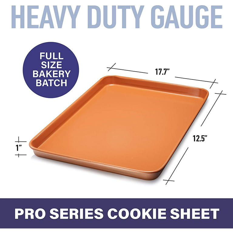 Gotham Steel Bakeware Nonstick Cookie Sheet XL Baking Tray Even Heat &  Non-Warp Technology Ultra Nonstick Ceramic & Dishwasher Safe, Pro Heavy-Duty  Chef's Bakeware 17.7” x 12.7”, Copper 