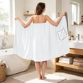 thumbnail image 4 of Qonioi Women’s Adjustable Wearable Bath Towel Wrap, Sarong with Pockets for Beach Pool, Quick-Dry Cover-Up for Shower Swim, White, 4 of 6
