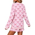 thumbnail image 3 of Vxararl 2 Piece Sets for Women 2026 Fashion Women Matching Outfit Loose Top Shorts V Neck Long Sleeve Casual Striped Matching Set Womens Pajama Sets Light pink M, 3 of 7