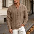 thumbnail image 5 of Mens Cardigan Sweater Long Sleeve Casual Button Down Lapel Collar Hollow out Knit Cardigans Fall Clothes, 5 of 8
