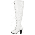 thumbnail image 2 of Forever Camila-48 Women's Lace Up Over The Knee Boots Stacked Block High Heel Side Zipper Thigh High Boots White 7.5, 2 of 5