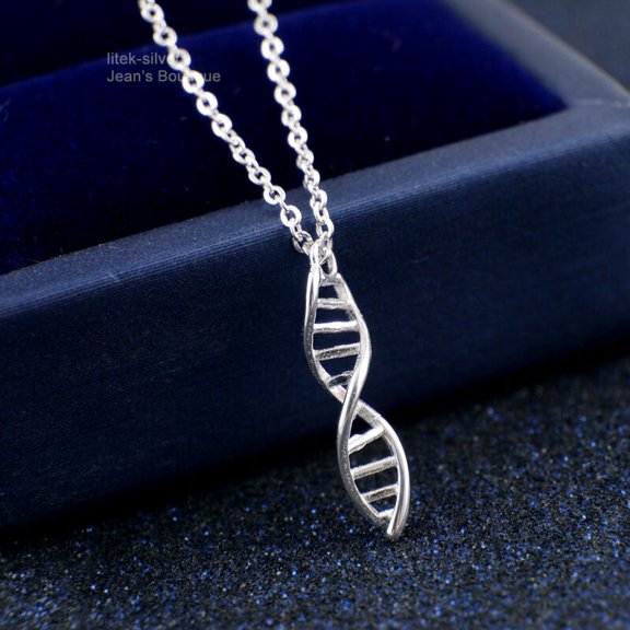 QQTDFG Genuine 925 Sterling Silver Genomics DNA Charm Pendant Necklace Jewelry A2811-default