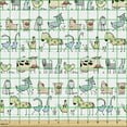 thumbnail image 2 of Ambesonne Retro Fabric by the Yard Upholstery, Cartoon Village Animals, 1 Yard, Yellow Beige, 2 of 5