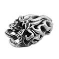 thumbnail image 4 of Highly Polished .925 Sterling Silver 20mm Double Flaming Skulls Pendant, 4 of 7