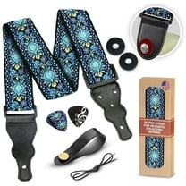 Hootenanny Guitar Strap, Jacquard Weave Embroidered Strap Includes 2 Strap Locks & 2 Unique Picks. Adjustable Woven Guitar Strap, Pick Pocket, For Bass, Electric & Acoustic Guitars - Jacquard Weave