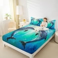 thumbnail image 4 of Feelyou Couple Dolphin Child Twin Sheet Sets, Romantic Sealife Bedding, 3 Pieces, 4 of 7