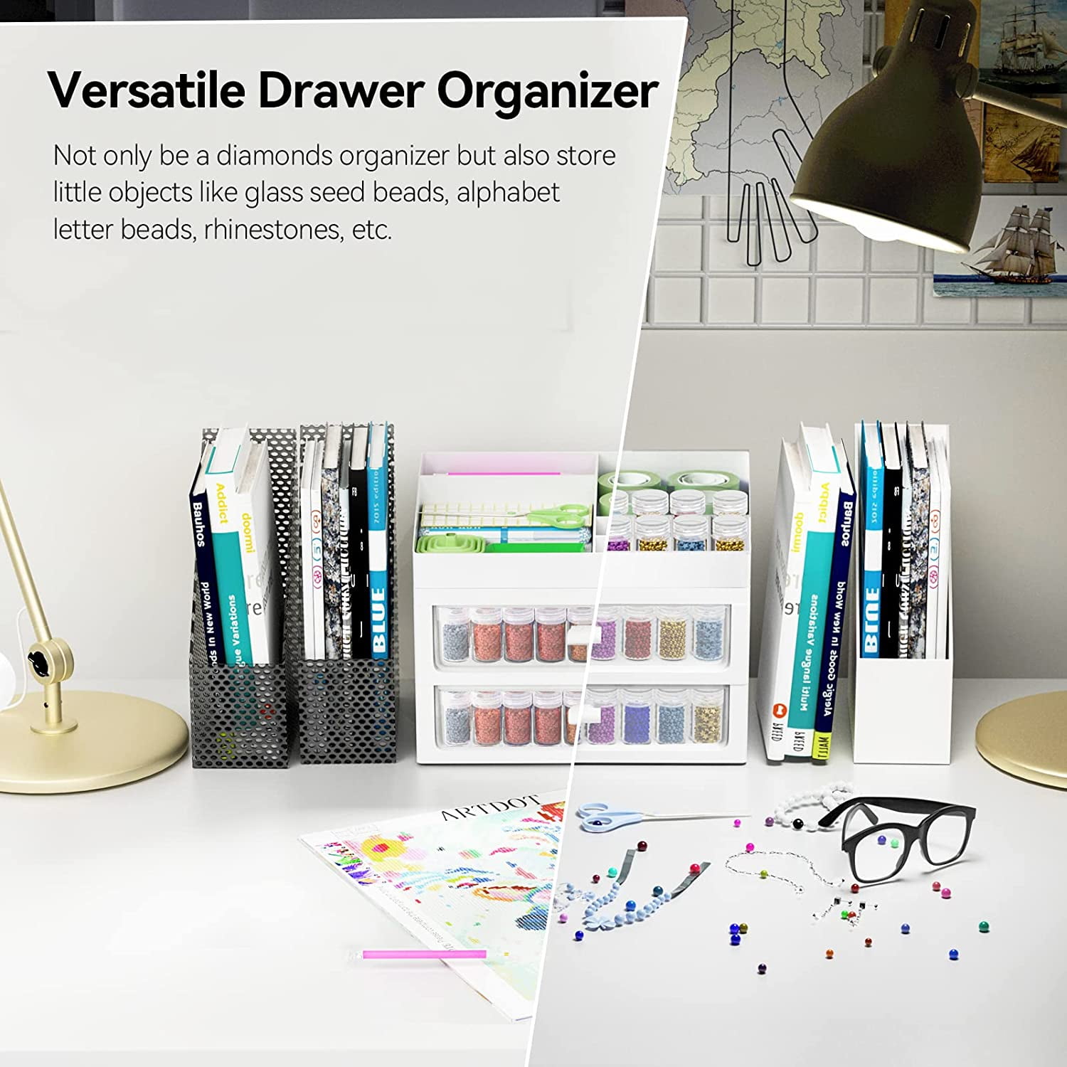 ARTDOT 96 Jar Diamond Painting Drill Storage Organizer, Stackable Bead Containers with Lids for Craft Supplies