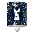 thumbnail image 1 of Carolines Treasures BB5060CNL Blue Flowers Bull Terrier Ceramic Night Light, 1 of 1