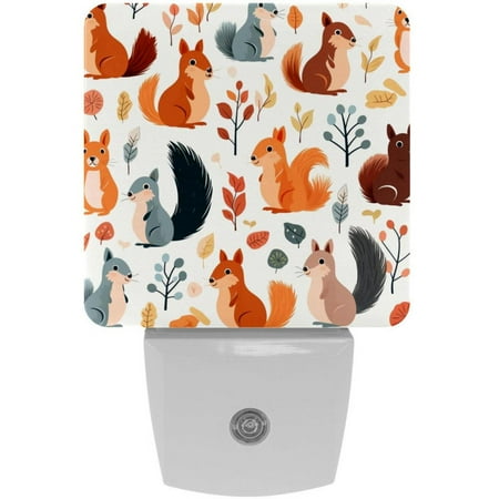 

Squirrel LED Square Night Lights- Modern and Energy Efficient Bedside Lamps for a Soothing Atmosphere - Set of 2