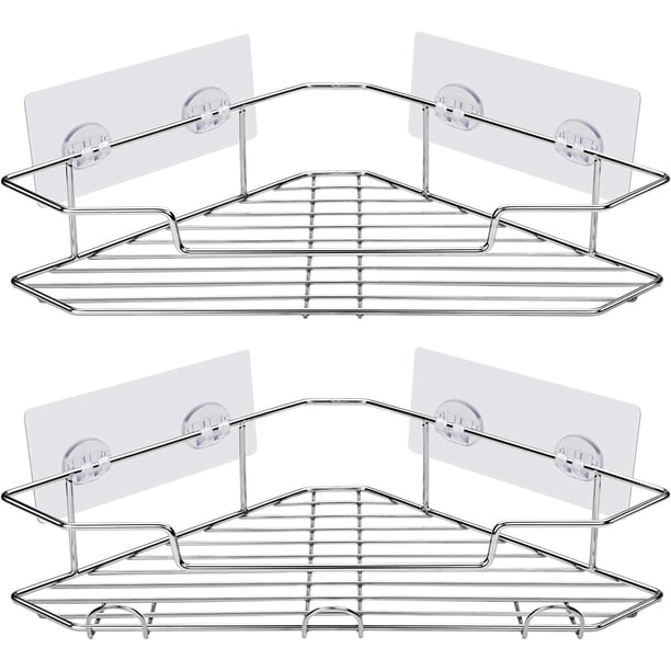 Estante de ducha de esquina, almohadillas adhesivas reforzadas, fácil instalación para organizador de baño