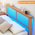 thumbnail image 2 of EDTara Rattan Bed Frame with LED Lights,Natural Rattan Headboard, Solid Wood Foundation with Silent Slats, Platform Full Size Bed Frame, Noise-Free, No Box Spring Needed, Easy Assembly, 2 of 8