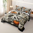 thumbnail image 3 of Manfei Cartoon Skull Quilt Full,Autumn Pumpkin Pattern Halloween Full Bedspread Sets,3 Pieces,1 Coverlet and 2 Pillowcases, 3 of 7