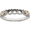 thumbnail image 5 of 14K/Silver Two-Tone Sterling Silver & 14K Three-Stone And Diamond Mother's Ring Semi-Mount (Size 7) Made In Thailand qmr23/3-7, 5 of 5