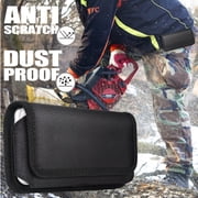 For OnePlus Nord N30 5G / OnePlus 11 / OnePlus 10T 5G Nylon Canvas Fabric Waist Belt Holster Horizontal Pouch Holds XL Phone Works with Thick Cases Universal Cover - Black