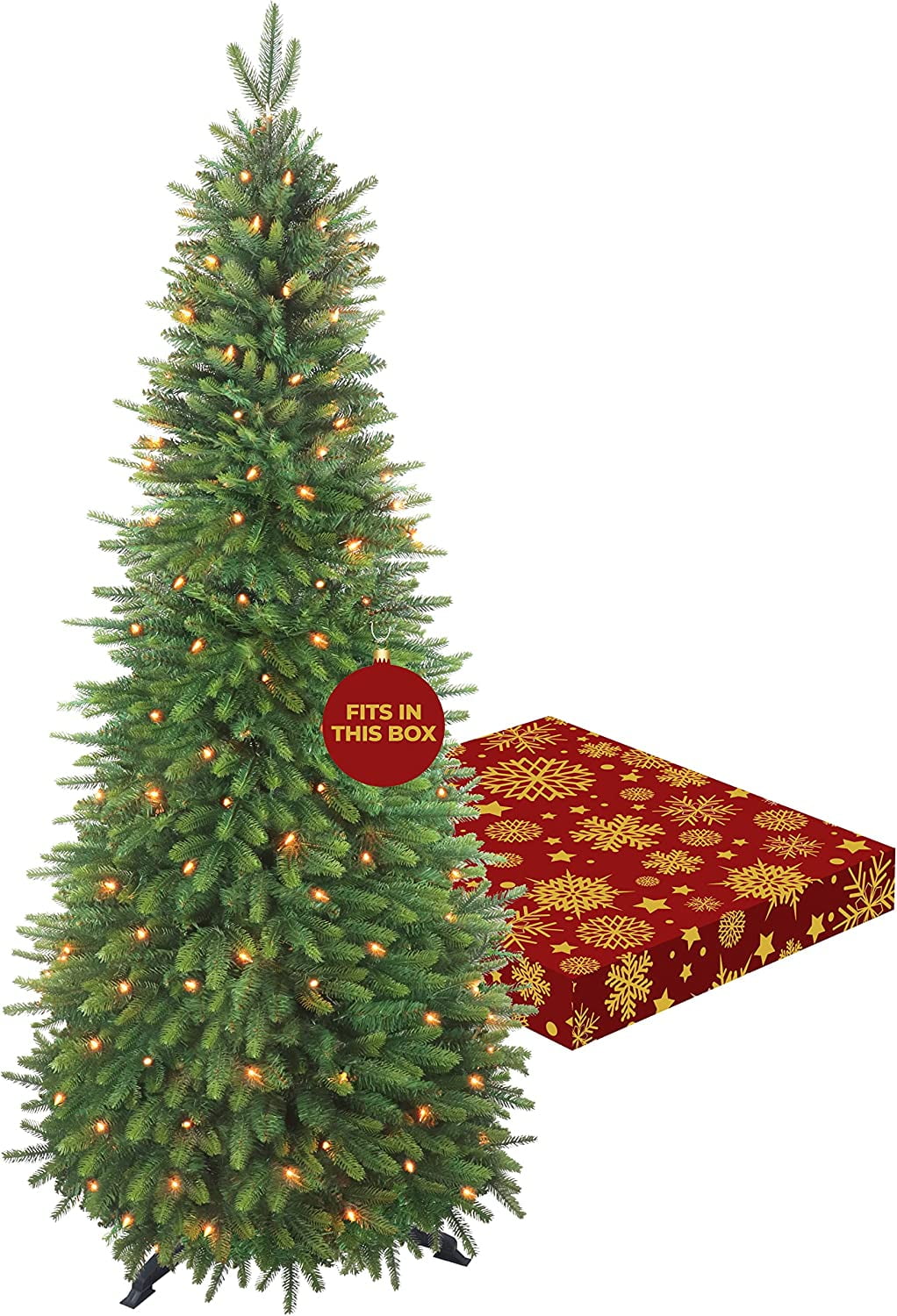 6 Ft Pop Up Christmas Tree PreLit Large Tree Easy Assembly Pull Out