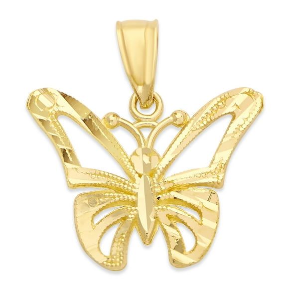 Golden Fire Solid 10k Gold Butterfly Pendant - Spirit Animal Gifts for Women