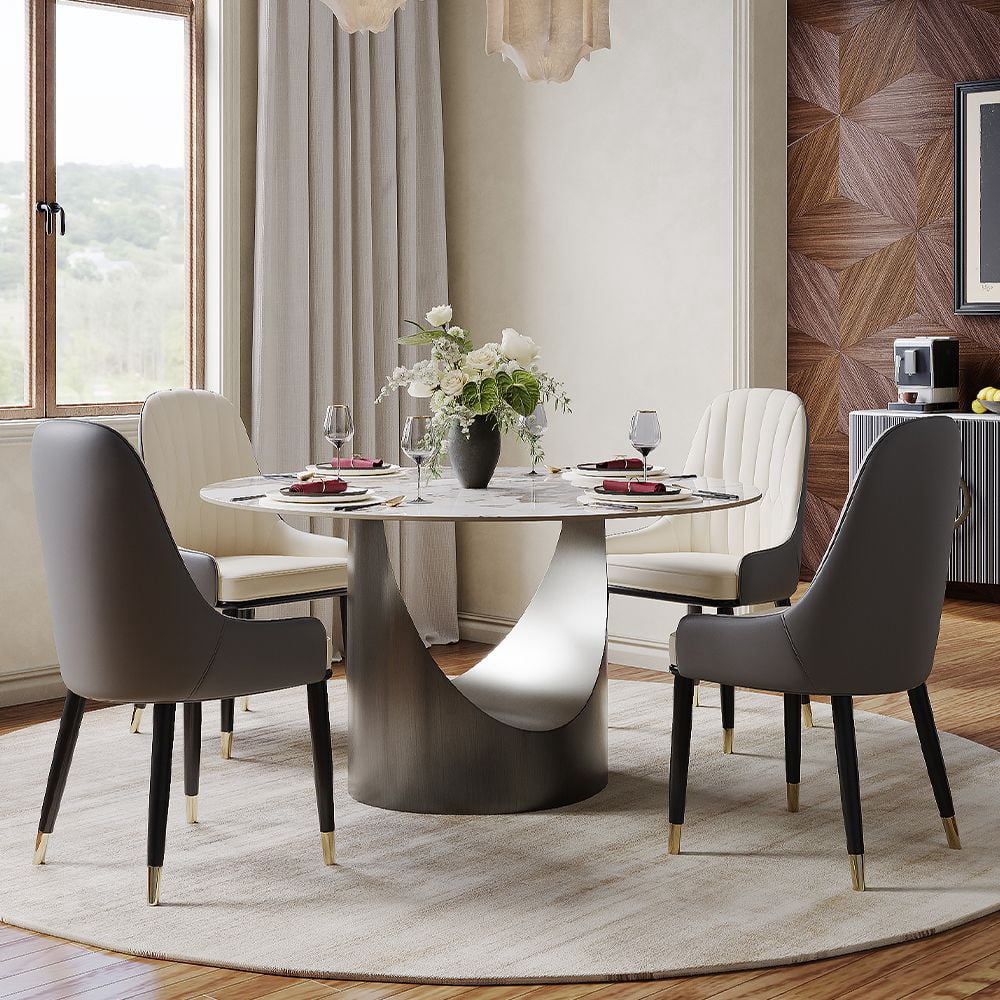 Hobart - Round Glossy Sintered Stone Dining Table
