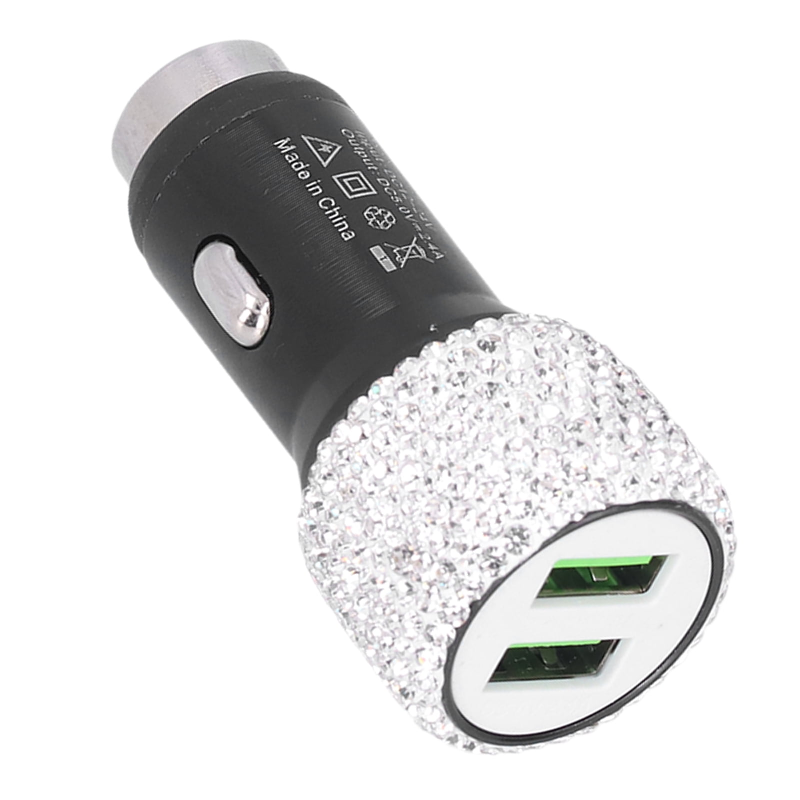 Rhinestone USB Car Charger,USB Car Charger 5V Dual USB Car Charger Dual Port Fast Car Adapter High Capacity