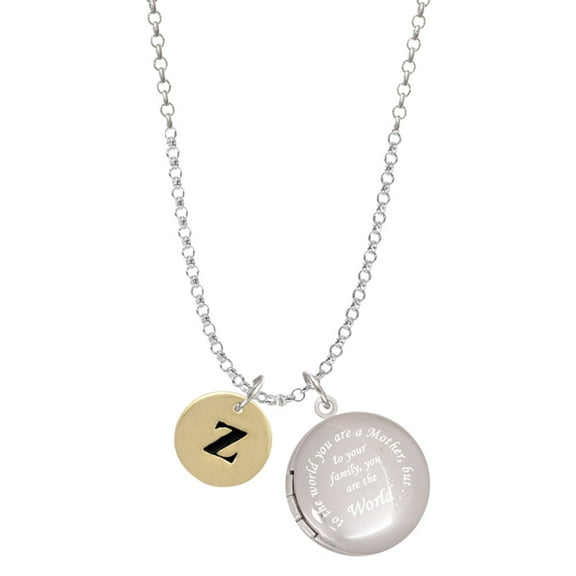Delight Jewelry Goldtone Disc 1/2'' Initial - z - To the World You are a Mother Locket Necklace