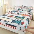 thumbnail image 3 of Castle Fairy Kids Children Teens Kawaii Railway Train Twin Sheet Sets 3pcs,Car Theme Twin Fitted Sheet Microfiber,Transportation Theme Breathable Flat Sheet,Microfiber Bedroom Decor, 3 of 7