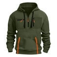 thumbnail image 3 of Tactical Hoodies for Men Quater Zip Up Pullover Fashion Cord Military Cargo Sweatshirts Athletic Hooded Workout Tops, 3 of 7