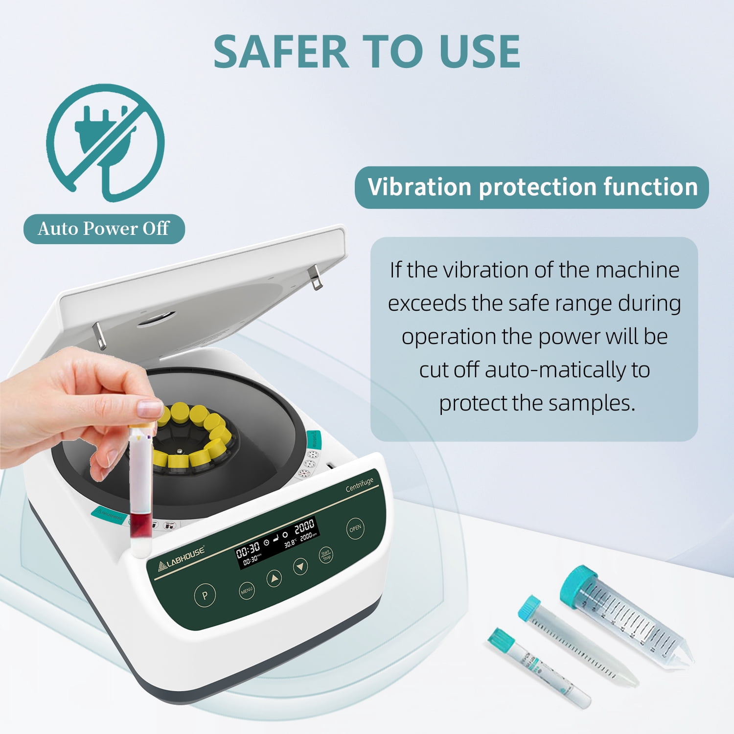 LABHOUSE Centrifuge Machine PRP PRF 2ml-5ml/10ml/15mlx12, Digital Speed 500-4000rpm 2075xg RCF Benchtop Centrifuge with 9-Program Storage & Timer 30sec-99min for High-Throughput Labs