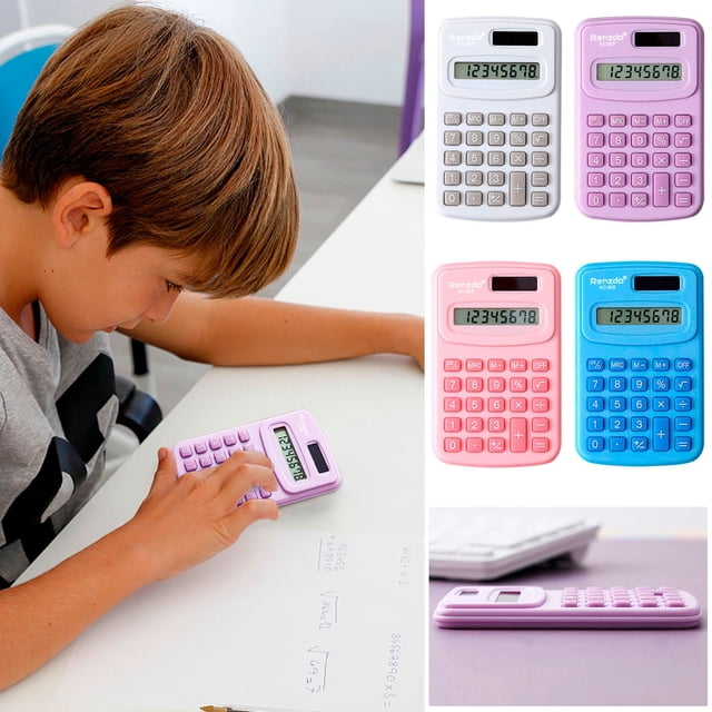 Usloyux 4Pcs Back to Study Teen Calculator, Portable Scientific Calculator for Study, Mini Cute Accounting Calculator with Large Display, Essential Math Tool for Study Office Home Classroom Supplies
