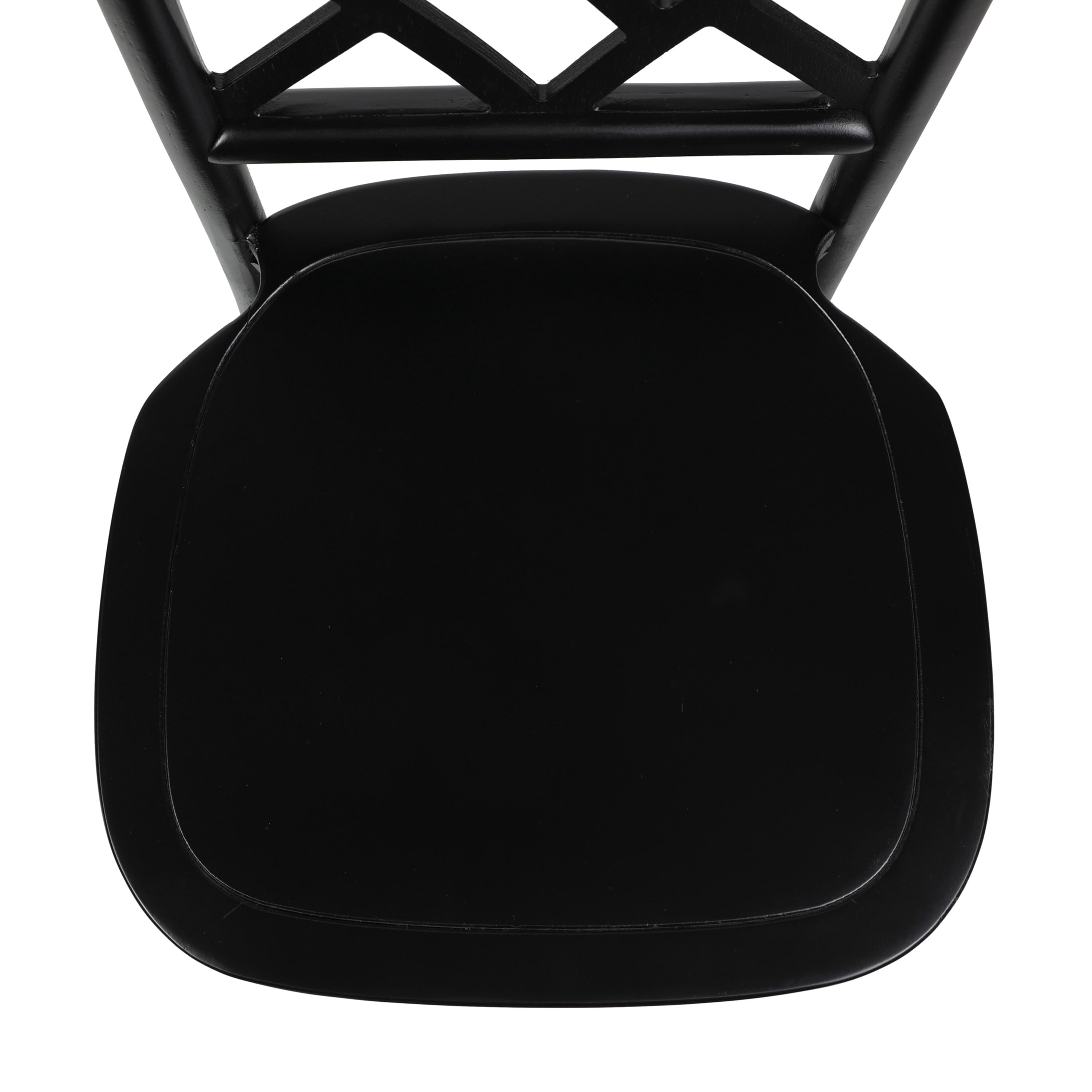 Merrick Lane Solid Wood Dining Chair with Stackable Design, Ornate Seat Back Accenting, and Elegant Finish in Black