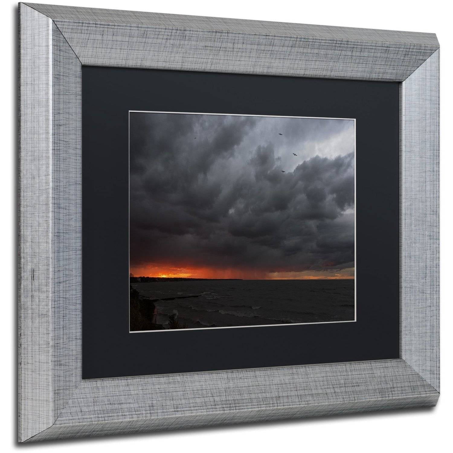 Trademark Fine Art "Stormy October Sunset" Canvas Art by Kurt Shaffer, Black Matte, Silver Frame